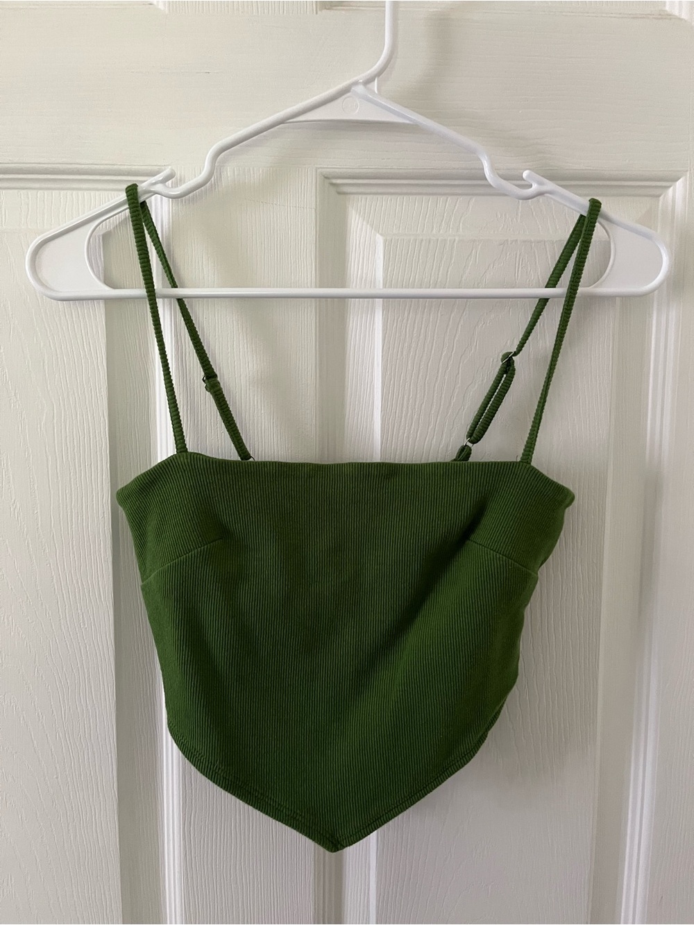 Forever 21 Olive Green Ribbed Handkerchief Hem Cami